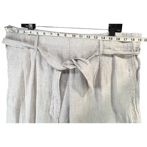 Women's Cropped Linen Pants - Light Gray - Picture 5 of 12